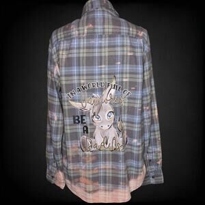 Cute Donkey Flannel Shirt, World of Unicorns Be a Bada*s Shirt, Medium